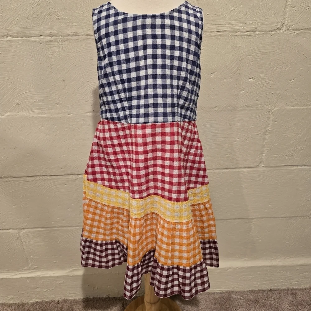 Uniqlo JW Anderson Gingham Sleeveless Dress Rainbow Colorful  Girl 3-4.